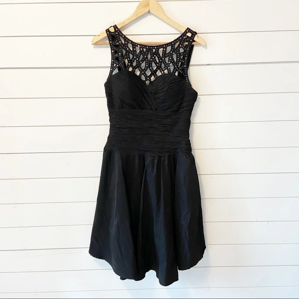 Ignite Evenings | Black Midi Length Embellished Sweetheart Formal Dress Size 10